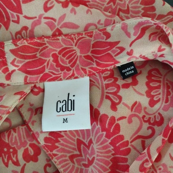 CABI Vita‎ Drape neck blouse open back cutout sleeveless floral Sz M - Picture 11 of 11